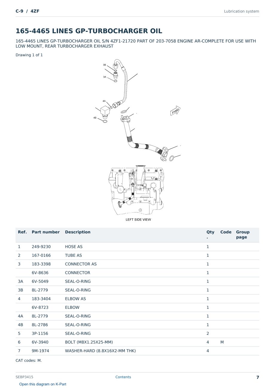Caterpillar C-9 S/N 4ZF Partsbook SEBP3415 (English) - sample page 7 of 10 Caterpillar C-9 S/N 4ZF Partsbook SEBP3415 (English) - sample page 7 of 10