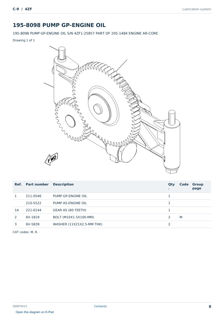 Caterpillar C-9 S/N 4ZF Partsbook SEBP3415 (English) - sample page 8 of 10 Caterpillar C-9 S/N 4ZF Partsbook SEBP3415 (English) - sample page 8 of 10
