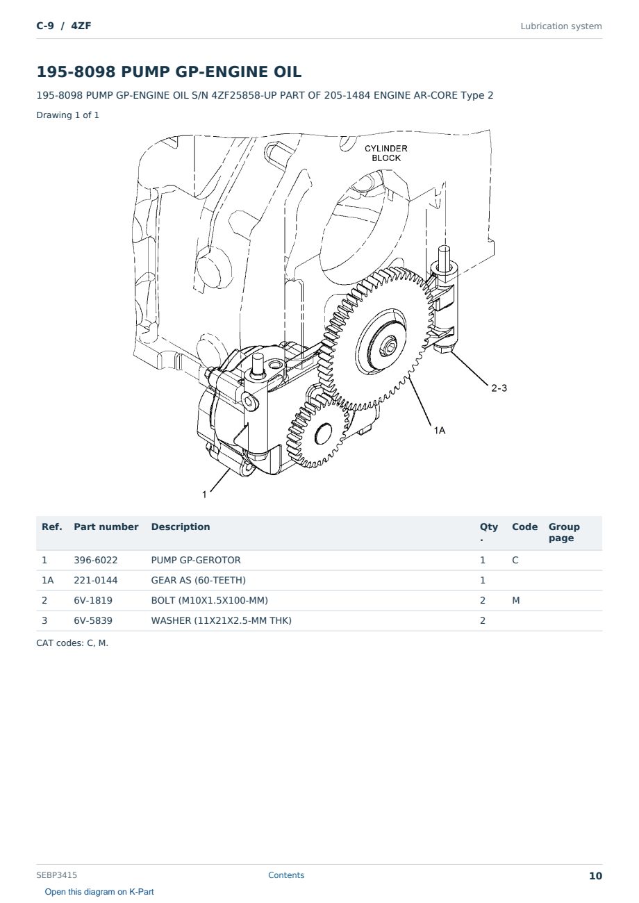 Caterpillar C-9 S/N 4ZF Partsbook SEBP3415 (English) - sample page 10 of 10 Caterpillar C-9 S/N 4ZF Partsbook SEBP3415 (English) - sample page 10 of 10