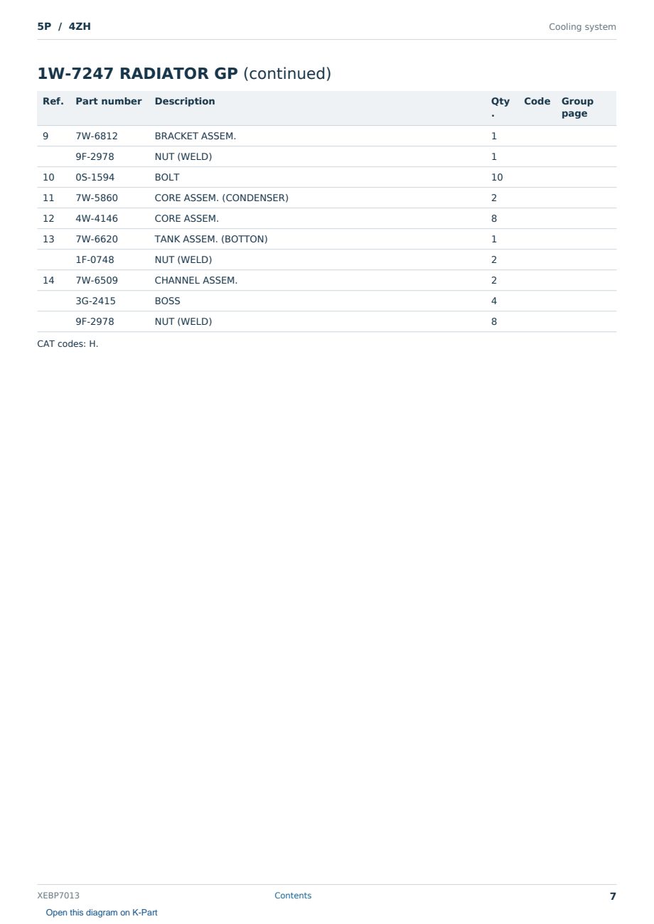 Caterpillar 5P S/N 4ZH Partsbook XEBP7013 (English) - sample page 7 of 10 Caterpillar 5P S/N 4ZH Partsbook XEBP7013 (English) - sample page 7 of 10