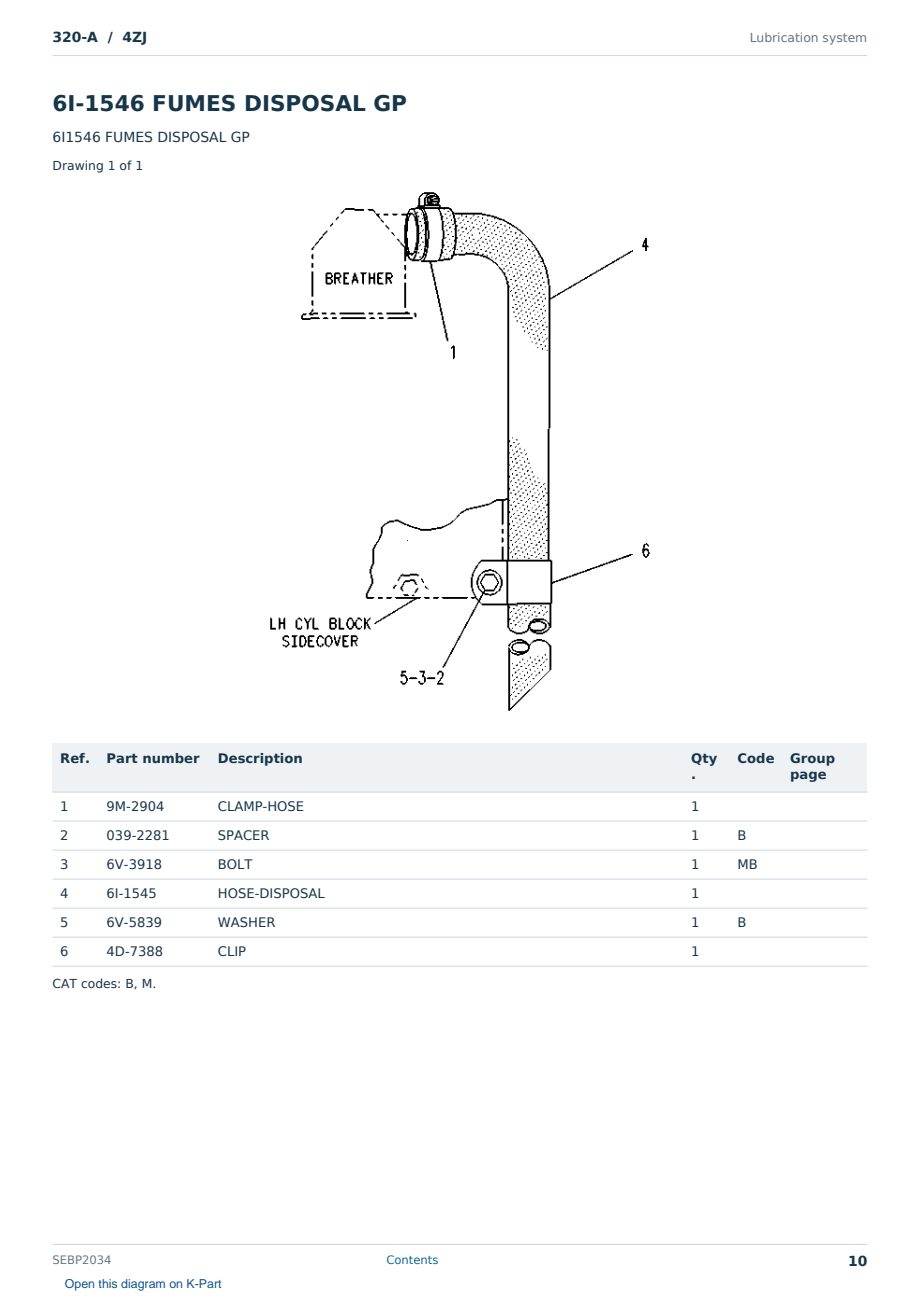 Caterpillar 320-A S/N 4ZJ Partsbook SEBP2034 (English) - sample page 10 of 10 Caterpillar 320-A S/N 4ZJ Partsbook SEBP2034 (English) - sample page 10 of 10
