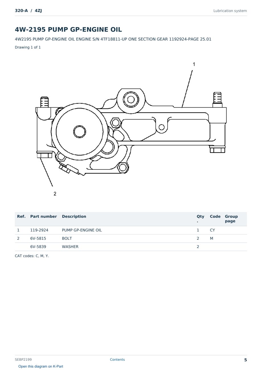 Caterpillar 320-A S/N 4ZJ Partsbook SEBP2199 (English) - sample page 5 of 10 Caterpillar 320-A S/N 4ZJ Partsbook SEBP2199 (English) - sample page 5 of 10