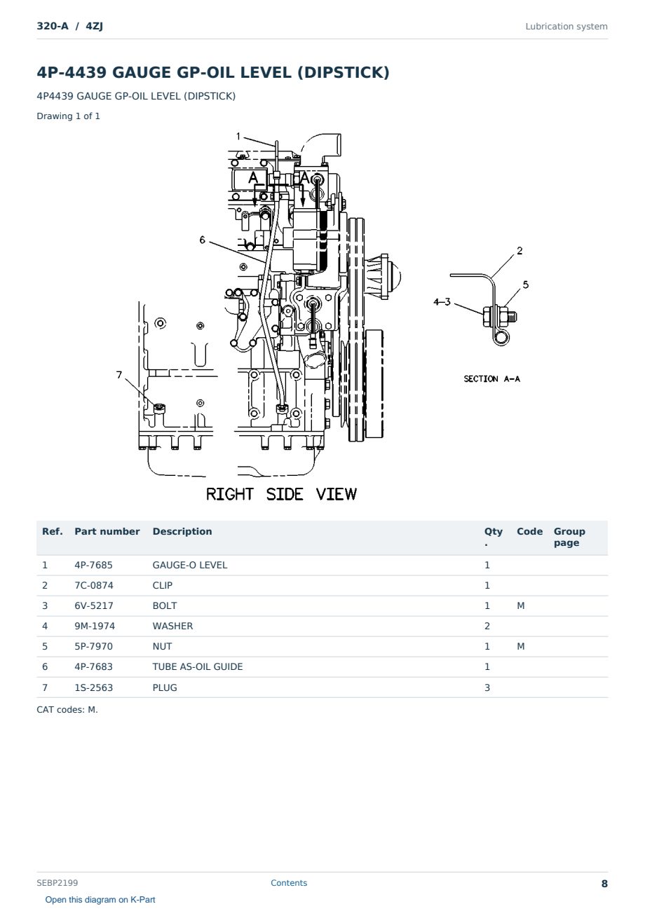 Caterpillar 320-A S/N 4ZJ Partsbook SEBP2199 (English) - sample page 8 of 10 Caterpillar 320-A S/N 4ZJ Partsbook SEBP2199 (English) - sample page 8 of 10