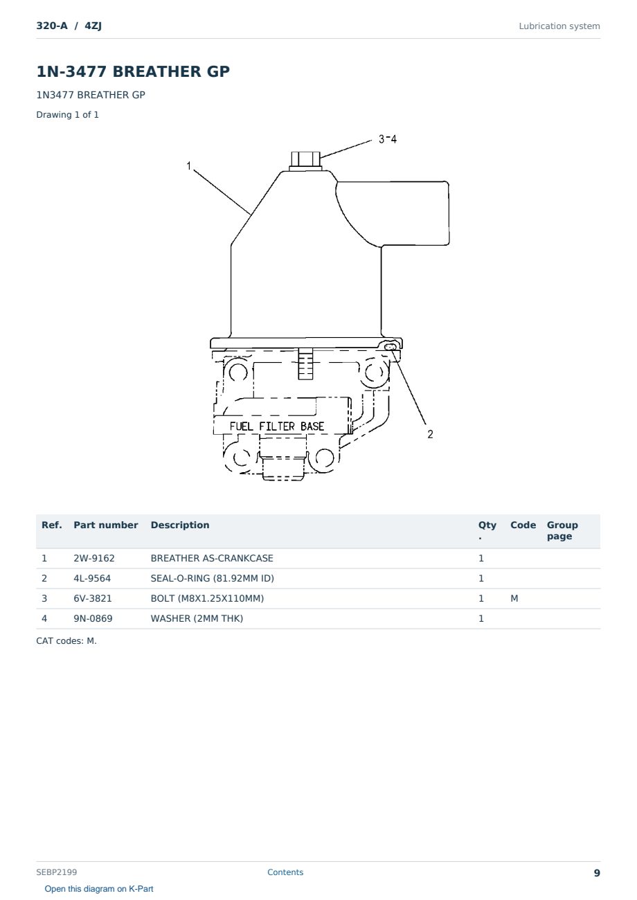 Caterpillar 320-A S/N 4ZJ Partsbook SEBP2199 (English) - sample page 9 of 10 Caterpillar 320-A S/N 4ZJ Partsbook SEBP2199 (English) - sample page 9 of 10