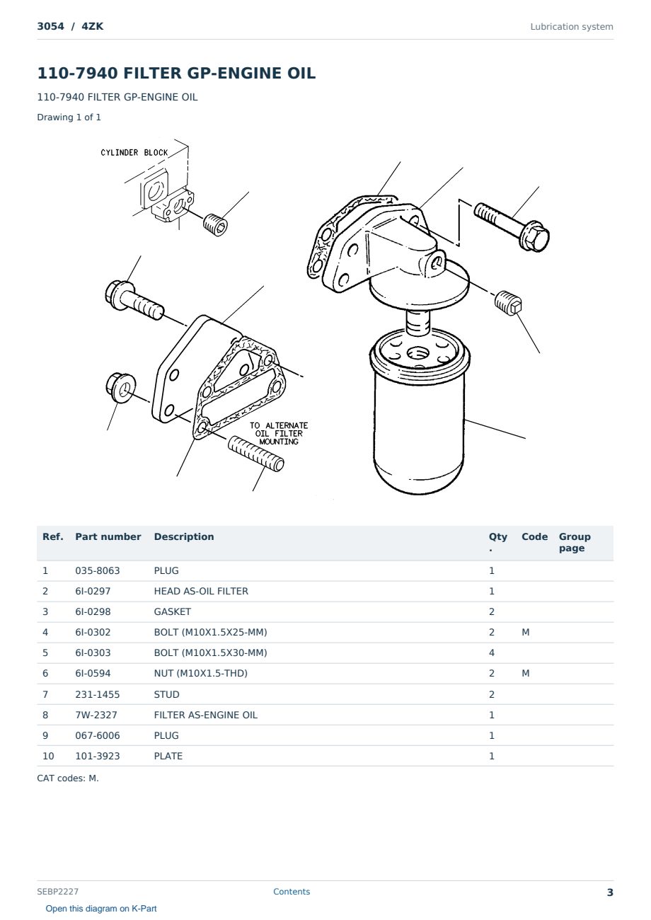 Caterpillar 3054 S/N 4ZK Partsbook SEBP2227 (English) - sample page 3 of 10 Caterpillar 3054 S/N 4ZK Partsbook SEBP2227 (English) - sample page 3 of 10