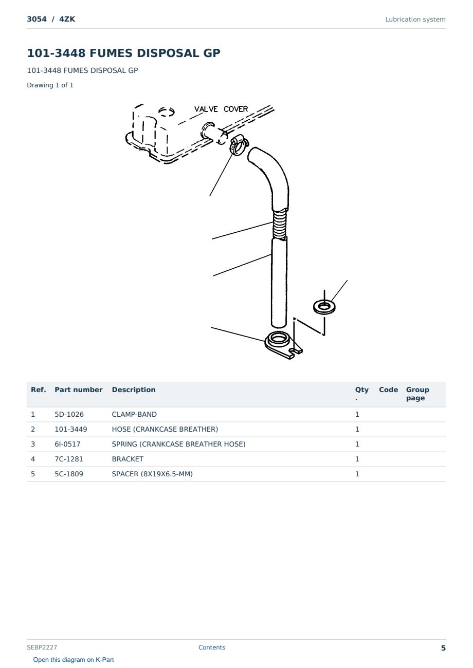 Caterpillar 3054 S/N 4ZK Partsbook SEBP2227 (English) - sample page 5 of 10 Caterpillar 3054 S/N 4ZK Partsbook SEBP2227 (English) - sample page 5 of 10