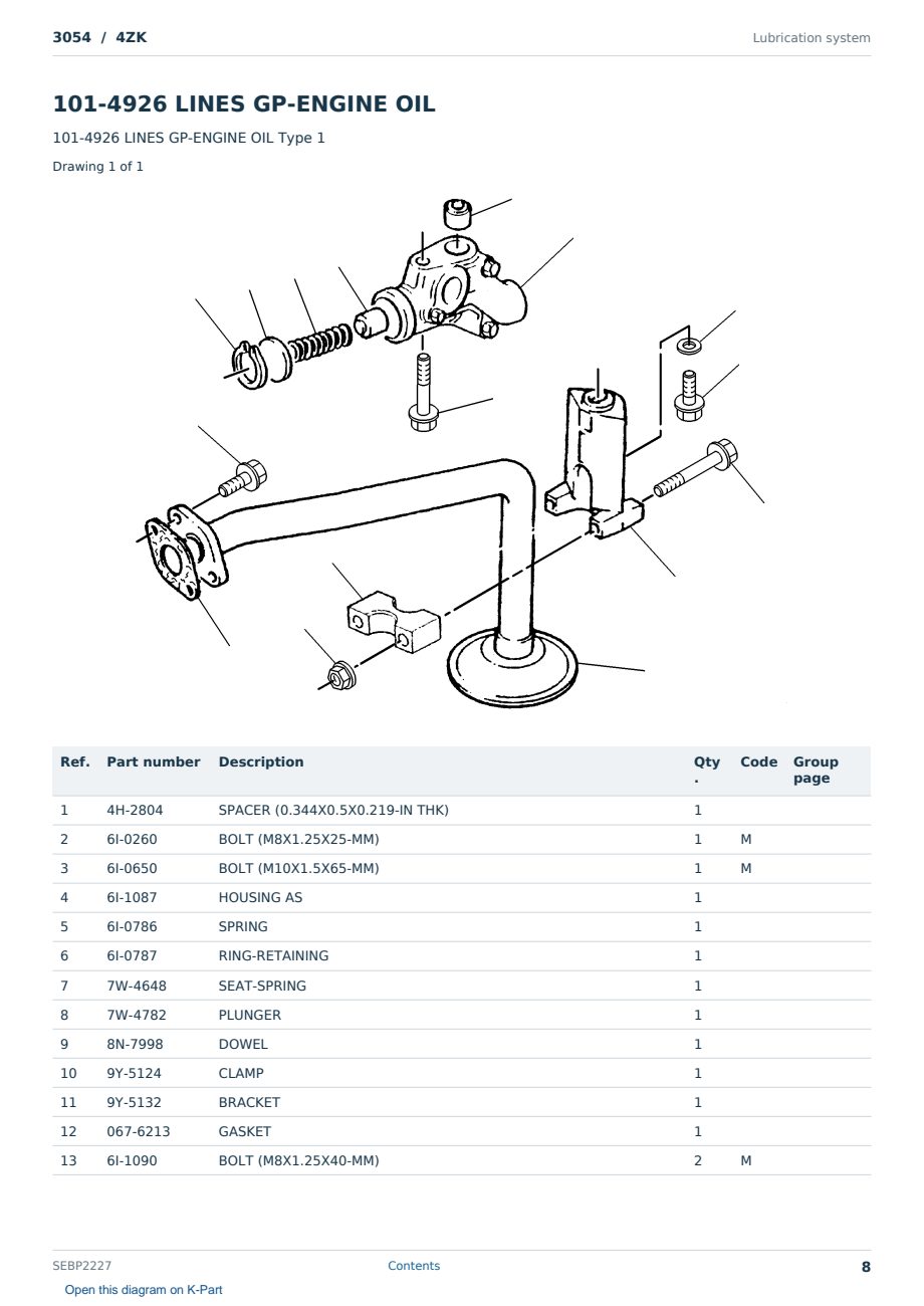 Caterpillar 3054 S/N 4ZK Partsbook SEBP2227 (English) - sample page 8 of 10 Caterpillar 3054 S/N 4ZK Partsbook SEBP2227 (English) - sample page 8 of 10