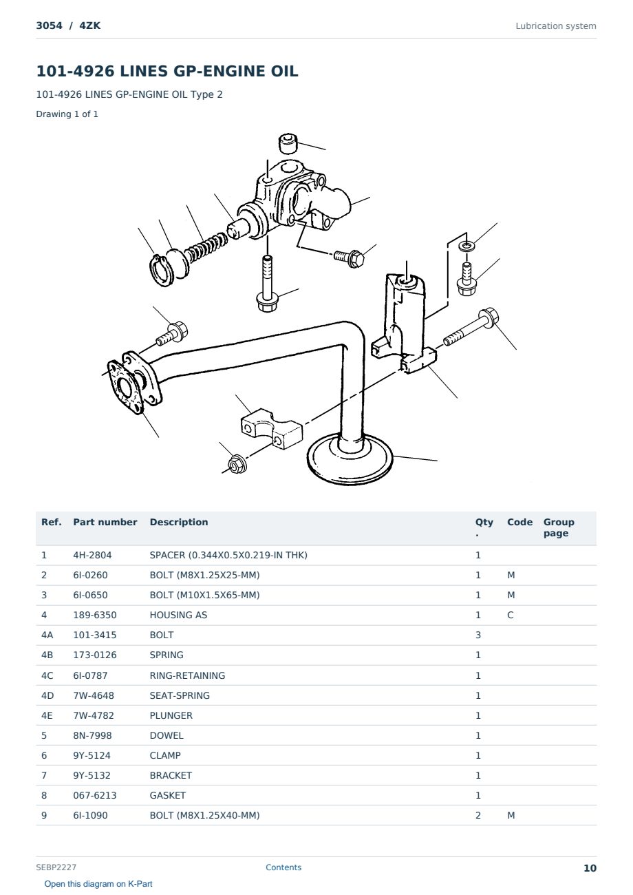 Caterpillar 3054 S/N 4ZK Partsbook SEBP2227 (English) - sample page 10 of 10 Caterpillar 3054 S/N 4ZK Partsbook SEBP2227 (English) - sample page 10 of 10