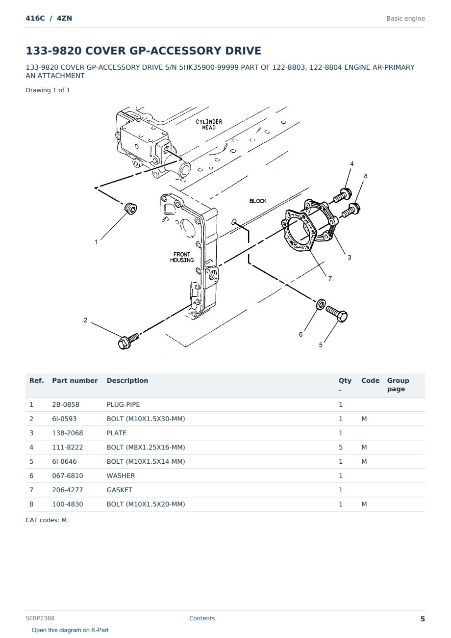 Caterpillar 416C S/N 4ZN Partsbook SEBP2388 (English) - sample page 5 of 10 Caterpillar 416C S/N 4ZN Partsbook SEBP2388 (English) - sample page 5 of 10