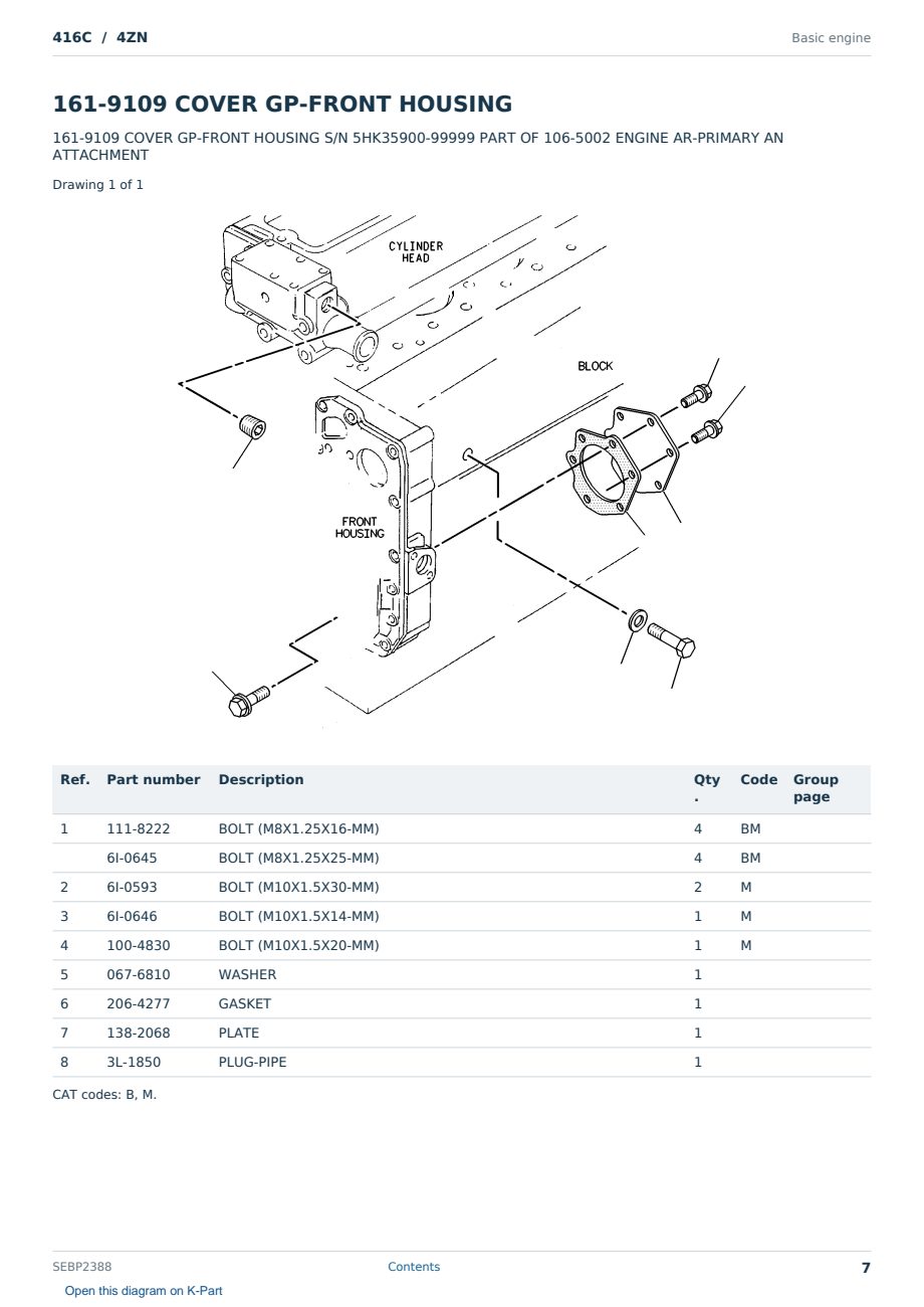 Caterpillar 416C S/N 4ZN Partsbook SEBP2388 (English) - sample page 7 of 10 Caterpillar 416C S/N 4ZN Partsbook SEBP2388 (English) - sample page 7 of 10