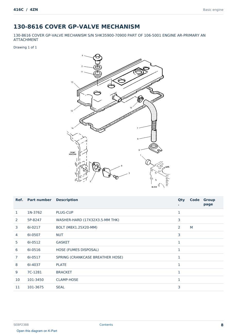 Caterpillar 416C S/N 4ZN Partsbook SEBP2388 (English) - sample page 8 of 10 Caterpillar 416C S/N 4ZN Partsbook SEBP2388 (English) - sample page 8 of 10