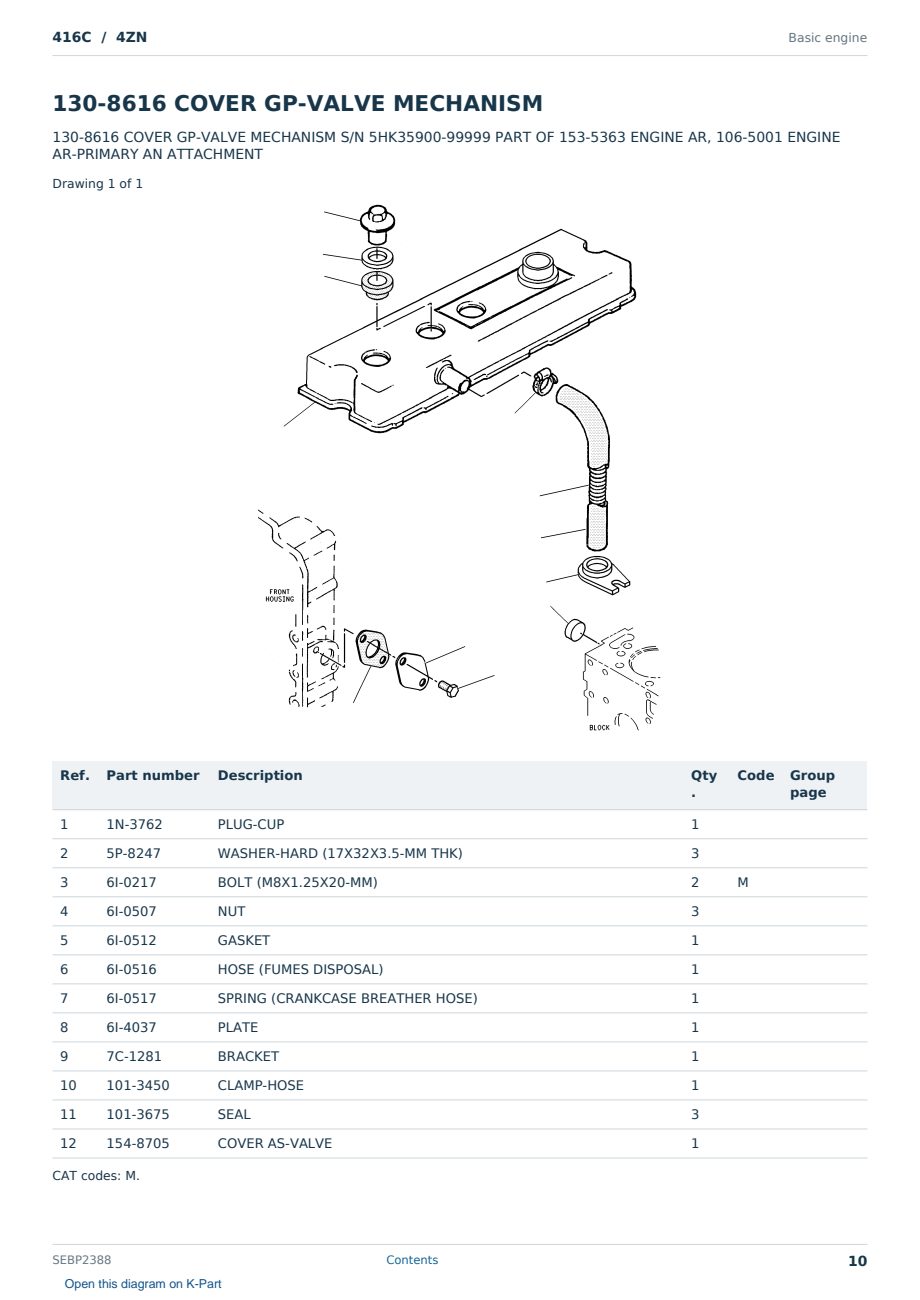 Caterpillar 416C S/N 4ZN Partsbook SEBP2388 (English) - sample page 10 of 10 Caterpillar 416C S/N 4ZN Partsbook SEBP2388 (English) - sample page 10 of 10