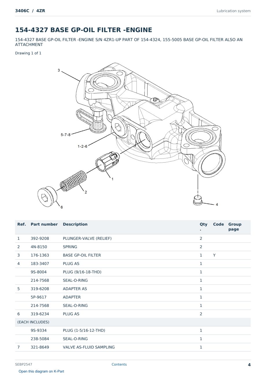 Caterpillar 3406C S/N 4ZR Partsbook SEBP2547 (English) - sample page 4 of 10 Caterpillar 3406C S/N 4ZR Partsbook SEBP2547 (English) - sample page 4 of 10