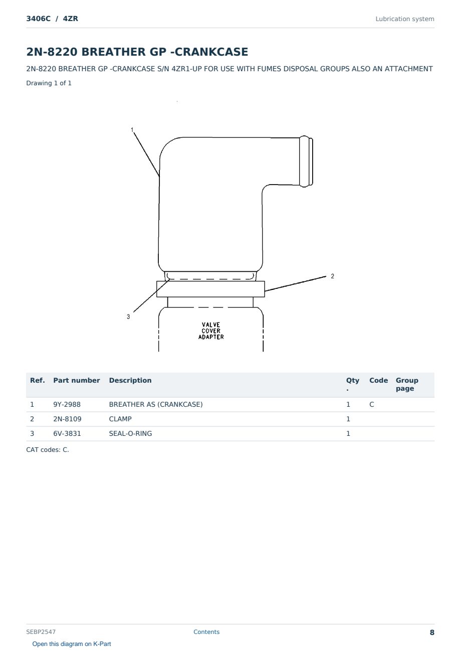 Caterpillar 3406C S/N 4ZR Partsbook SEBP2547 (English) - sample page 8 of 10 Caterpillar 3406C S/N 4ZR Partsbook SEBP2547 (English) - sample page 8 of 10