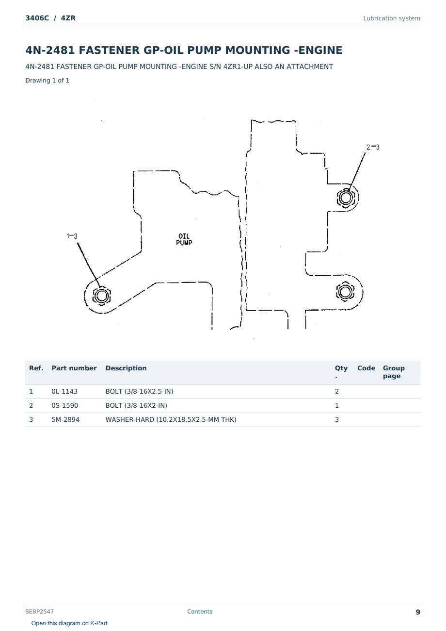 Caterpillar 3406C S/N 4ZR Partsbook SEBP2547 (English) - sample page 9 of 10 Caterpillar 3406C S/N 4ZR Partsbook SEBP2547 (English) - sample page 9 of 10