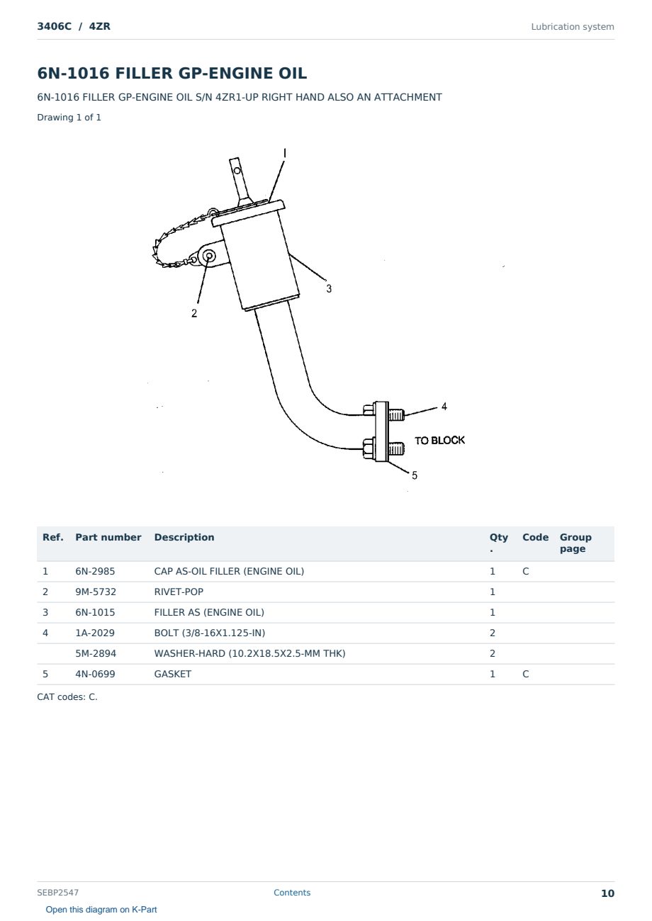 Caterpillar 3406C S/N 4ZR Partsbook SEBP2547 (English) - sample page 10 of 10 Caterpillar 3406C S/N 4ZR Partsbook SEBP2547 (English) - sample page 10 of 10