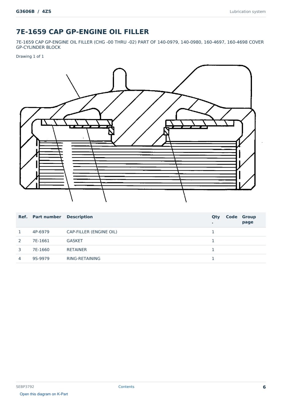 Caterpillar G3606B S/N 4ZS Partsbook SEBP3792 (English) - sample page 6 of 10 Caterpillar G3606B S/N 4ZS Partsbook SEBP3792 (English) - sample page 6 of 10