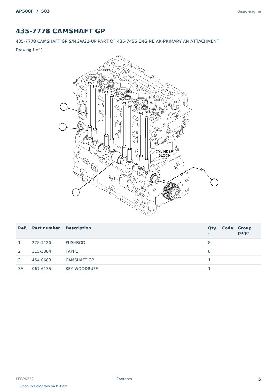 Caterpillar AP500F S/N 503 Partsbook KEBP6229 (English) - sample page 5 of 10 Caterpillar AP500F S/N 503 Partsbook KEBP6229 (English) - sample page 5 of 10