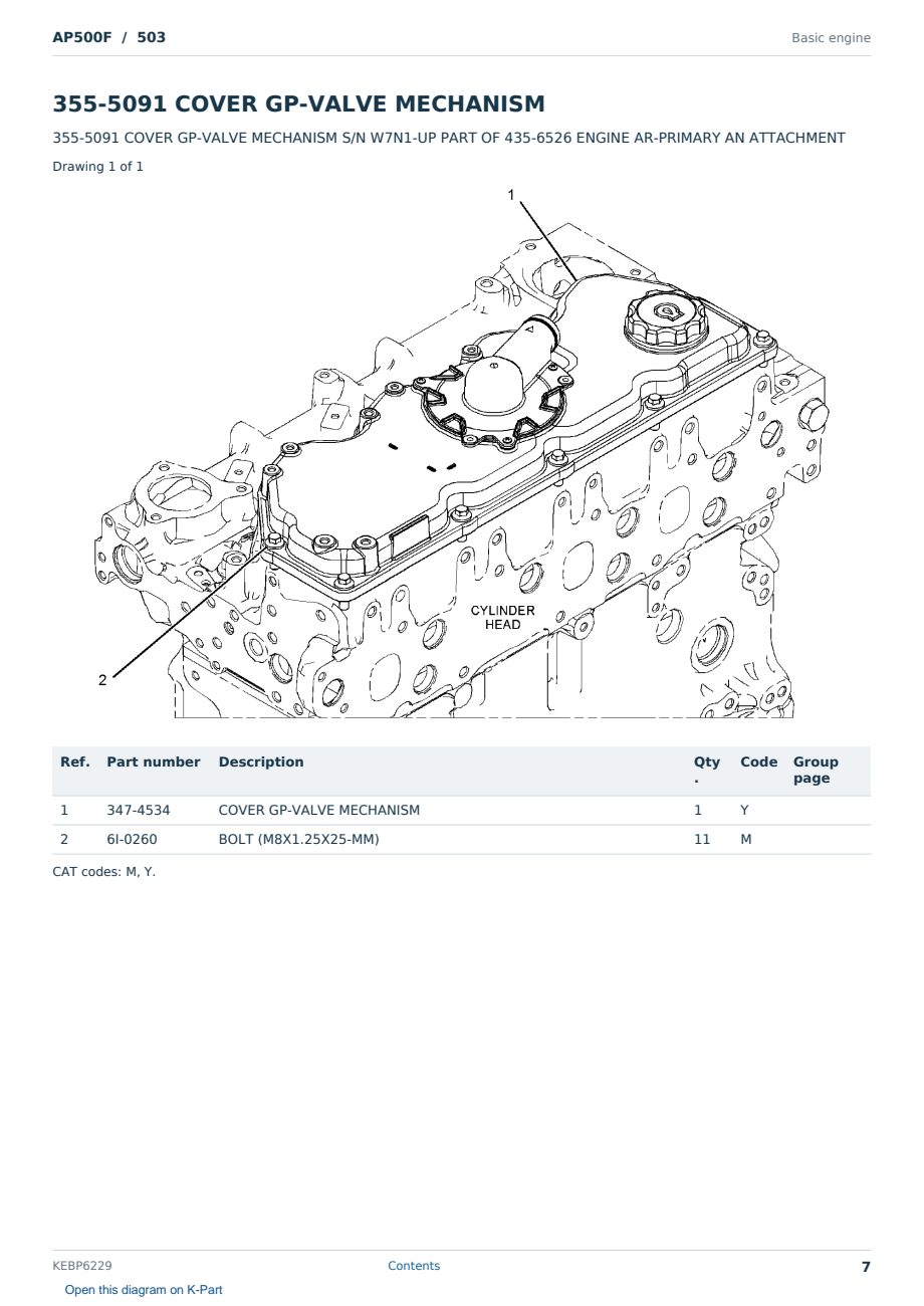 Caterpillar AP500F S/N 503 Partsbook KEBP6229 (English) - sample page 7 of 10 Caterpillar AP500F S/N 503 Partsbook KEBP6229 (English) - sample page 7 of 10