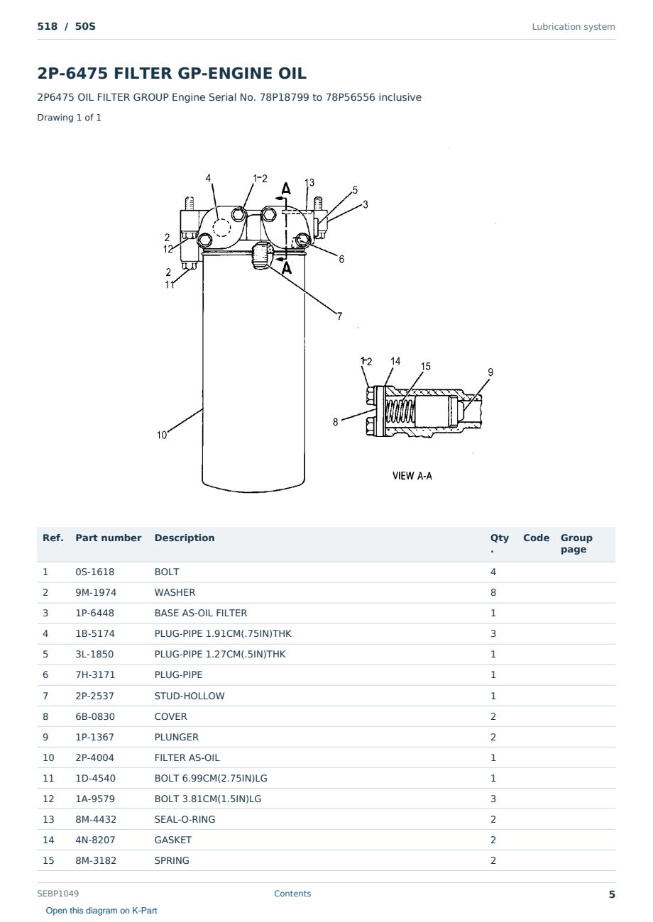 Caterpillar 518 S/N 50S Partsbook SEBP1049 (English) - sample page 5 of 10 Caterpillar 518 S/N 50S Partsbook SEBP1049 (English) - sample page 5 of 10