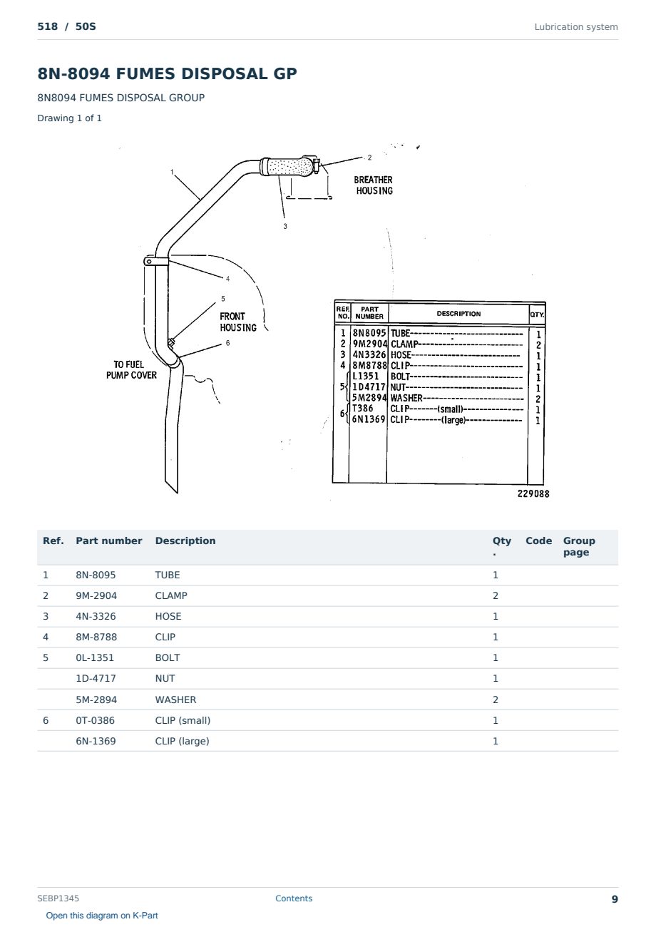 Caterpillar 518 S/N 50S Partsbook SEBP1345 (English) - sample page 9 of 10 Caterpillar 518 S/N 50S Partsbook SEBP1345 (English) - sample page 9 of 10