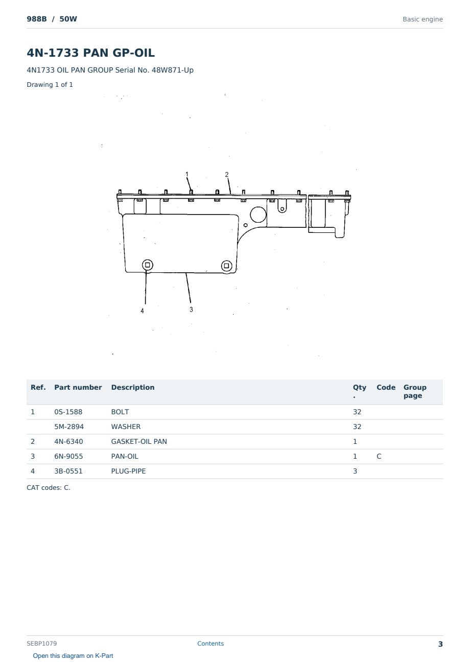 Caterpillar 988B S/N 50W Partsbook SEBP1079 (English) - sample page 3 of 10 Caterpillar 988B S/N 50W Partsbook SEBP1079 (English) - sample page 3 of 10