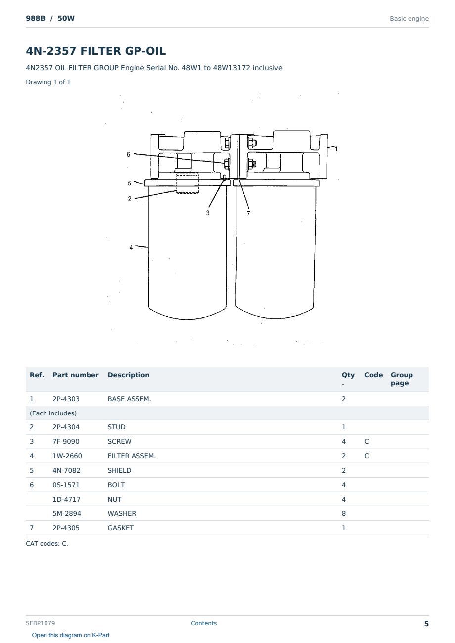 Caterpillar 988B S/N 50W Partsbook SEBP1079 (English) - sample page 5 of 10 Caterpillar 988B S/N 50W Partsbook SEBP1079 (English) - sample page 5 of 10