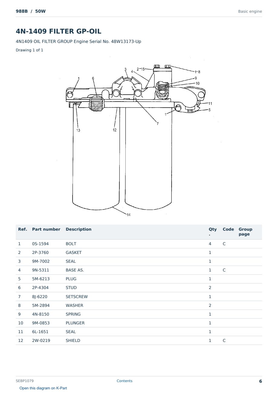 Caterpillar 988B S/N 50W Partsbook SEBP1079 (English) - sample page 6 of 10 Caterpillar 988B S/N 50W Partsbook SEBP1079 (English) - sample page 6 of 10