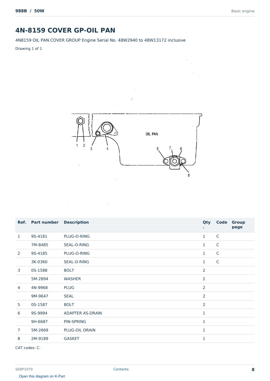 Caterpillar 988B S/N 50W Partsbook SEBP1079 (English) - sample page 8 of 10 Caterpillar 988B S/N 50W Partsbook SEBP1079 (English) - sample page 8 of 10