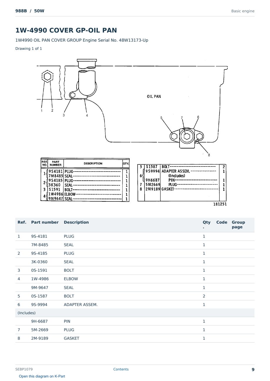 Caterpillar 988B S/N 50W Partsbook SEBP1079 (English) - sample page 9 of 10 Caterpillar 988B S/N 50W Partsbook SEBP1079 (English) - sample page 9 of 10