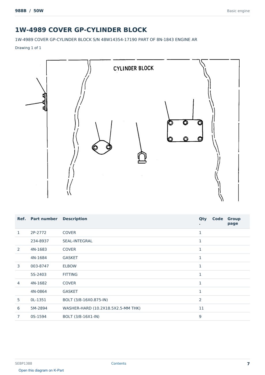 Caterpillar 988B S/N 50W Partsbook SEBP1388 (English) - sample page 7 of 10 Caterpillar 988B S/N 50W Partsbook SEBP1388 (English) - sample page 7 of 10
