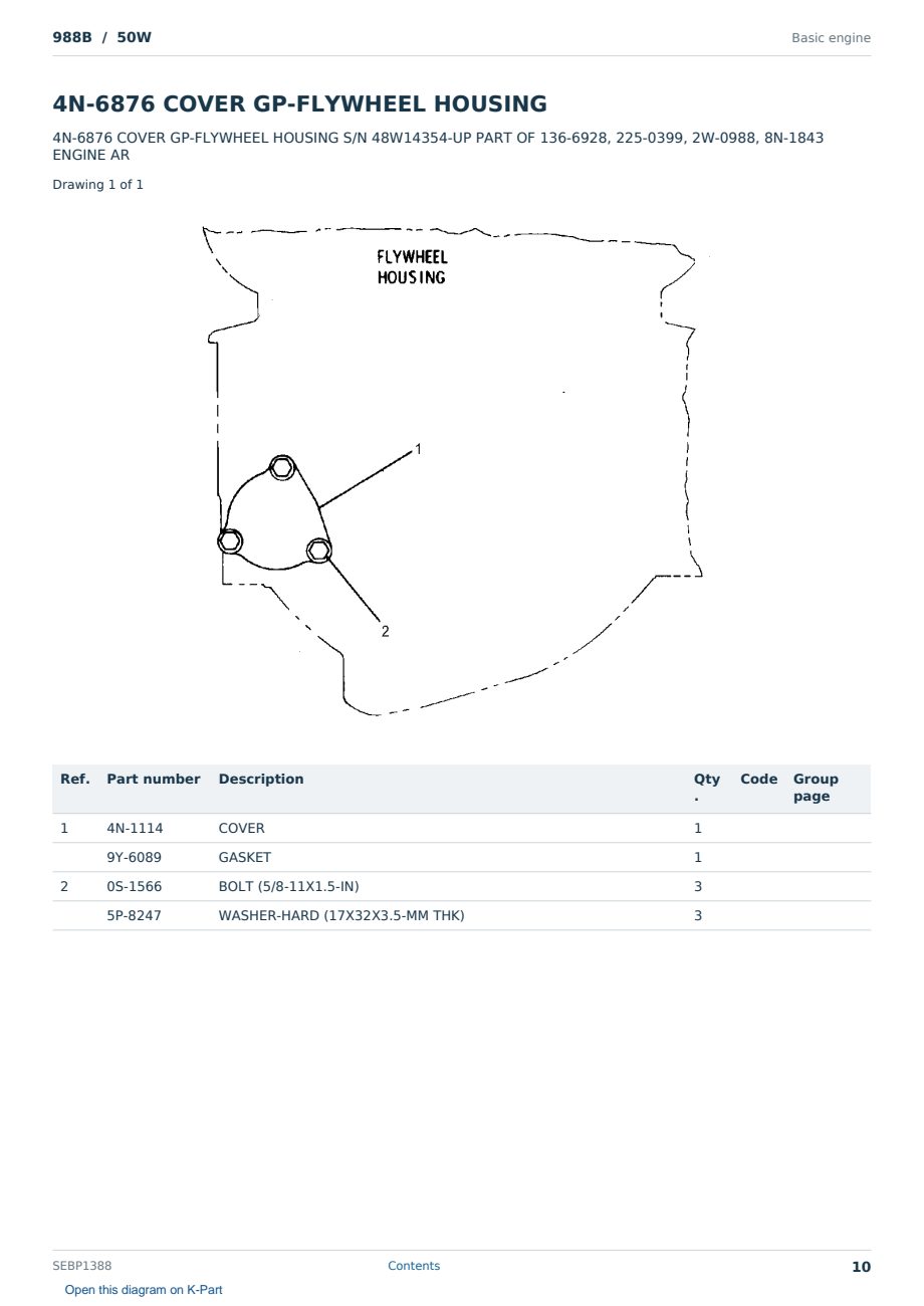 Caterpillar 988B S/N 50W Partsbook SEBP1388 (English) - sample page 10 of 10 Caterpillar 988B S/N 50W Partsbook SEBP1388 (English) - sample page 10 of 10