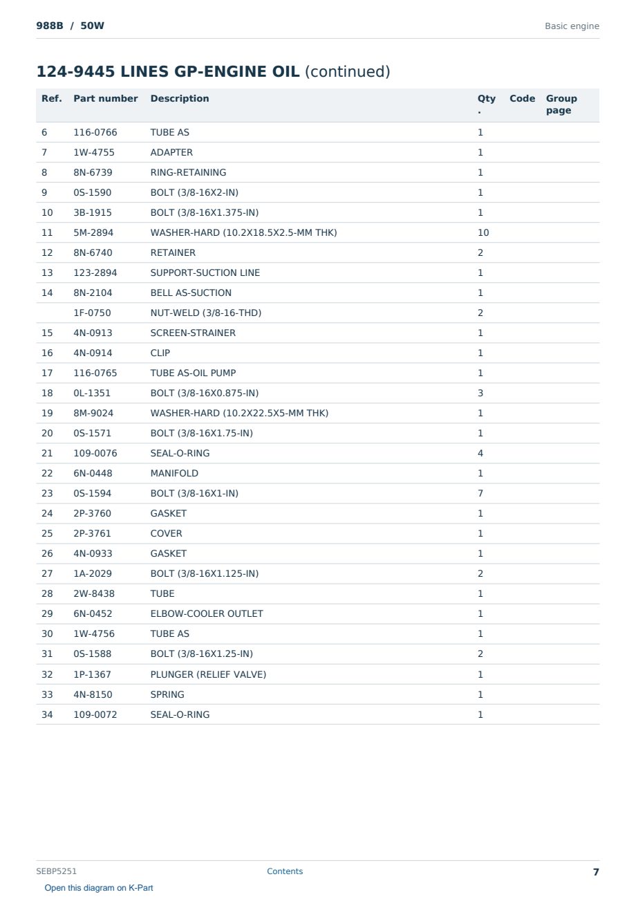 Caterpillar 988B S/N 50W Partsbook SEBP5251 (English) - sample page 7 of 10 Caterpillar 988B S/N 50W Partsbook SEBP5251 (English) - sample page 7 of 10