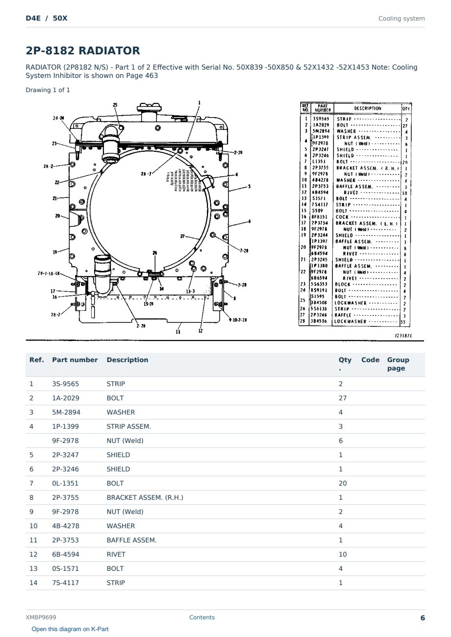Caterpillar D4E S/N 50X Partsbook XMBP9699 (English) - sample page 6 of 10 Caterpillar D4E S/N 50X Partsbook XMBP9699 (English) - sample page 6 of 10