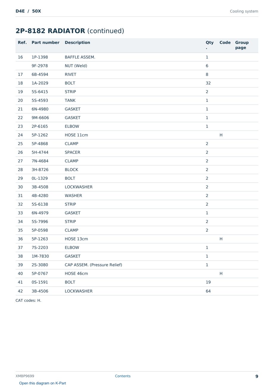 Caterpillar D4E S/N 50X Partsbook XMBP9699 (English) - sample page 9 of 10 Caterpillar D4E S/N 50X Partsbook XMBP9699 (English) - sample page 9 of 10