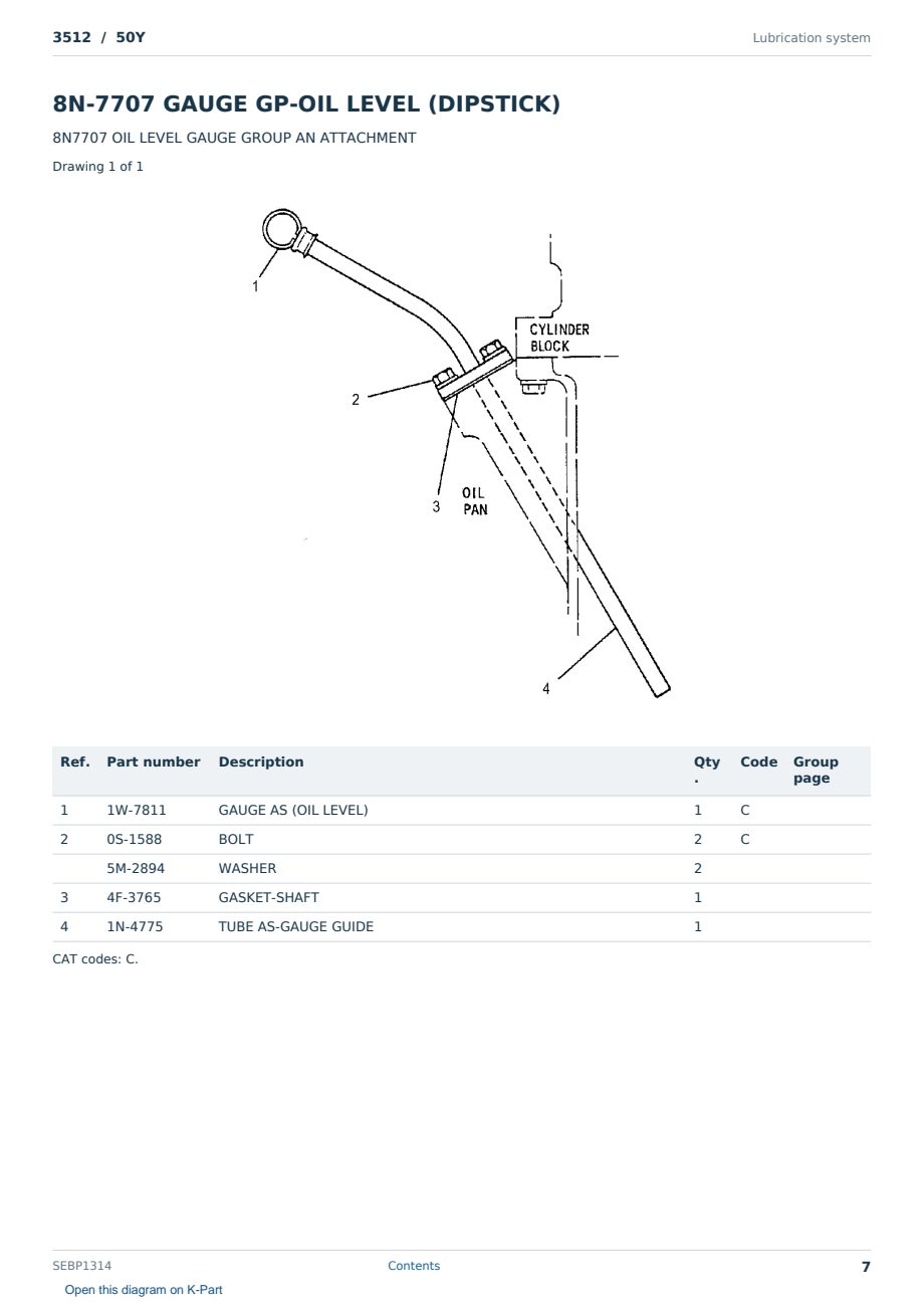 Caterpillar 3512 S/N 50Y Partsbook SEBP1314 (English) - sample page 7 of 10 Caterpillar 3512 S/N 50Y Partsbook SEBP1314 (English) - sample page 7 of 10