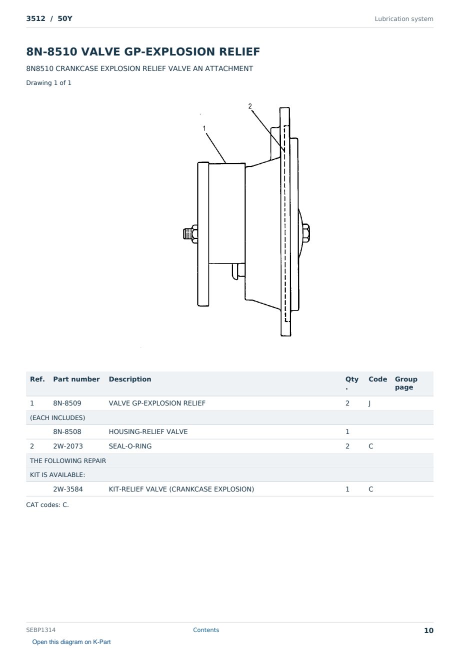 Caterpillar 3512 S/N 50Y Partsbook SEBP1314 (English) - sample page 10 of 10 Caterpillar 3512 S/N 50Y Partsbook SEBP1314 (English) - sample page 10 of 10