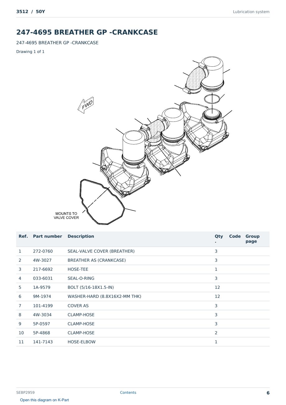 Caterpillar 3512 S/N 50Y Partsbook SEBP2959 (English) - sample page 6 of 10 Caterpillar 3512 S/N 50Y Partsbook SEBP2959 (English) - sample page 6 of 10