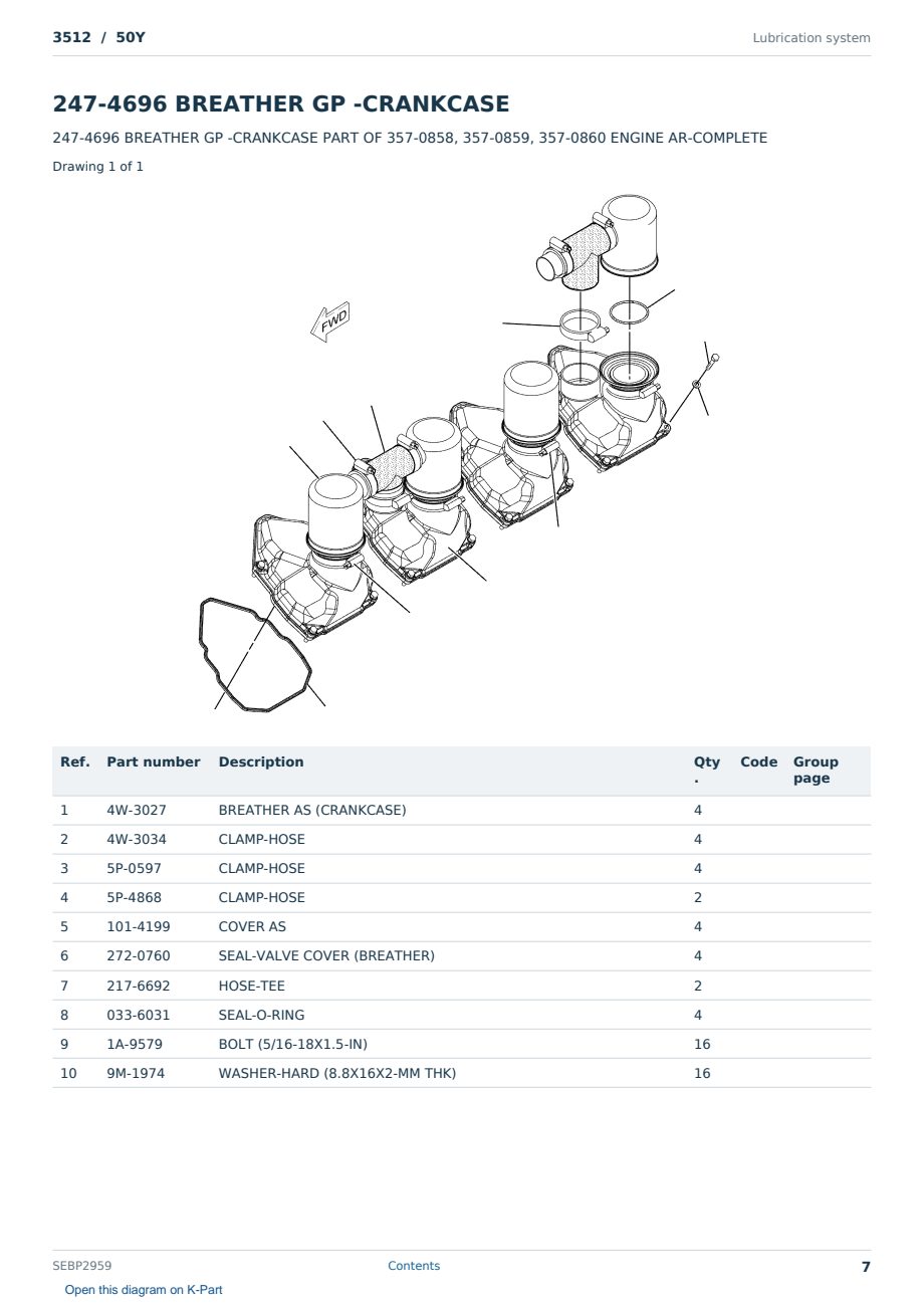 Caterpillar 3512 S/N 50Y Partsbook SEBP2959 (English) - sample page 7 of 10 Caterpillar 3512 S/N 50Y Partsbook SEBP2959 (English) - sample page 7 of 10
