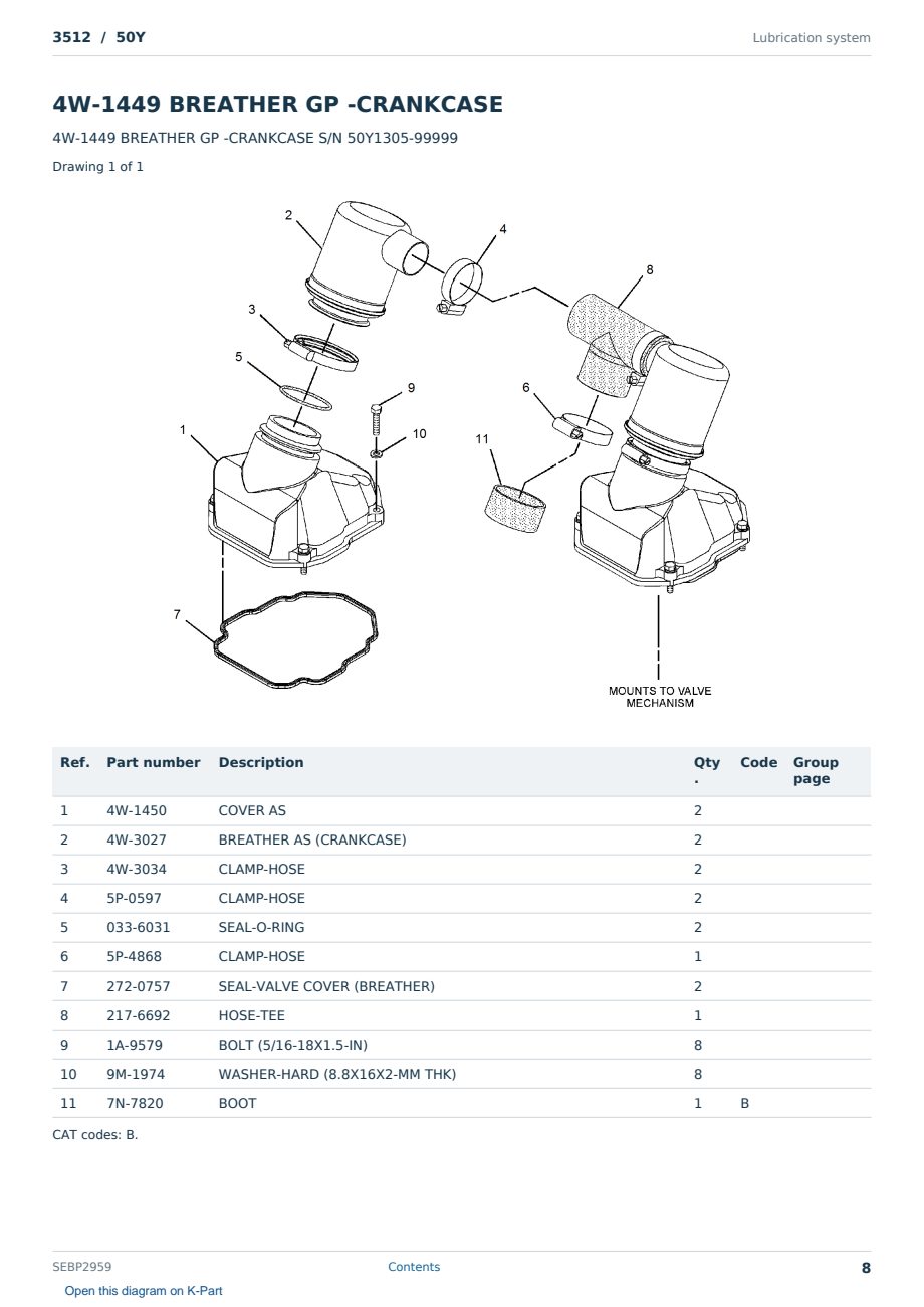 Caterpillar 3512 S/N 50Y Partsbook SEBP2959 (English) - sample page 8 of 10 Caterpillar 3512 S/N 50Y Partsbook SEBP2959 (English) - sample page 8 of 10