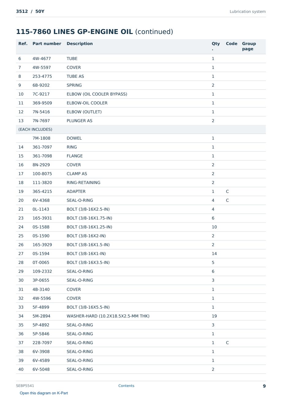 Caterpillar 3512 S/N 50Y Partsbook SEBP5541 (English) - sample page 9 of 10 Caterpillar 3512 S/N 50Y Partsbook SEBP5541 (English) - sample page 9 of 10