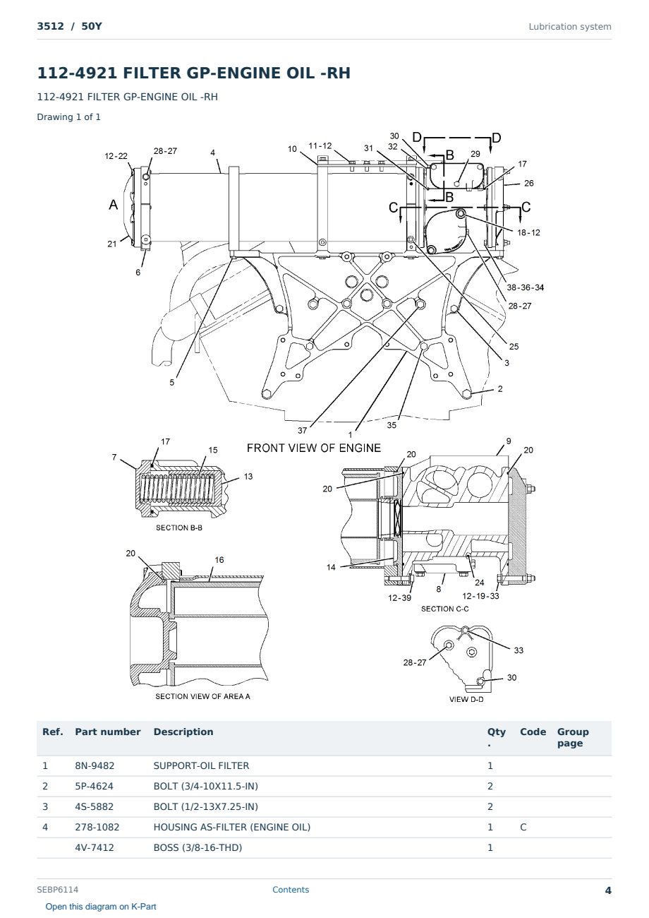 Caterpillar 3512 S/N 50Y Partsbook SEBP6114 (English) - sample page 4 of 10 Caterpillar 3512 S/N 50Y Partsbook SEBP6114 (English) - sample page 4 of 10