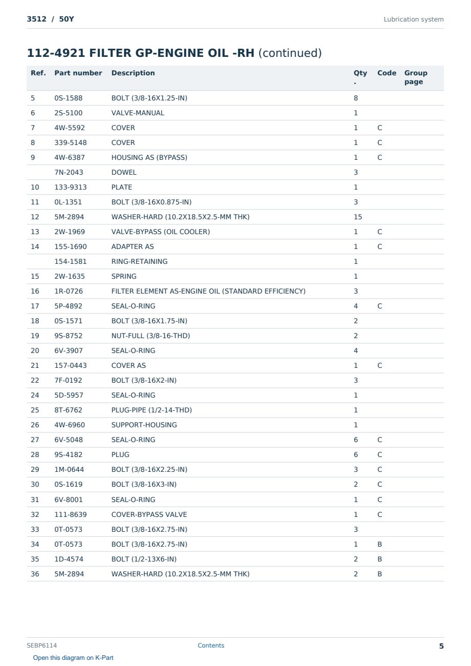 Caterpillar 3512 S/N 50Y Partsbook SEBP6114 (English) - sample page 5 of 10 Caterpillar 3512 S/N 50Y Partsbook SEBP6114 (English) - sample page 5 of 10