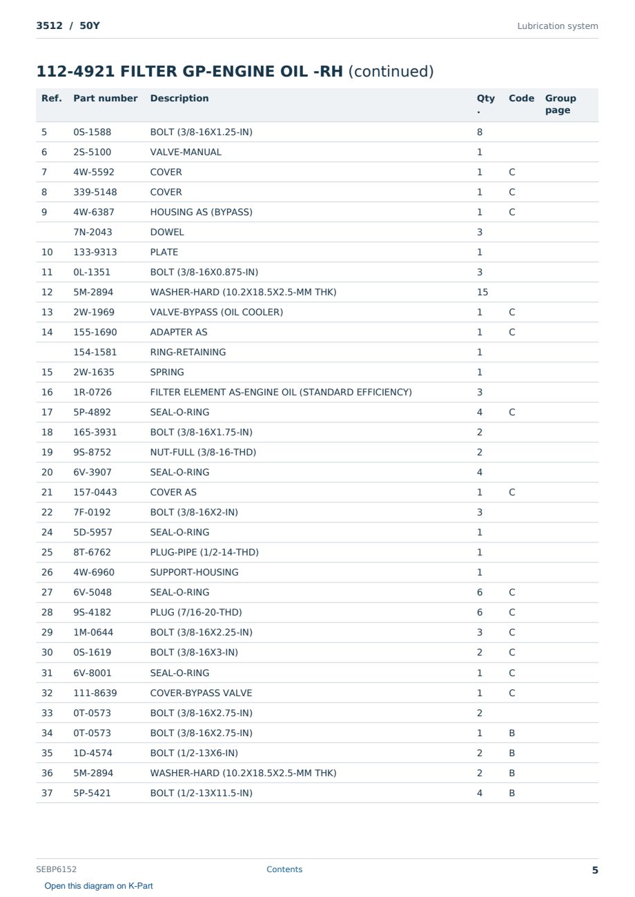 Caterpillar 3512 S/N 50Y Partsbook SEBP6152 (English) - sample page 5 of 10 Caterpillar 3512 S/N 50Y Partsbook SEBP6152 (English) - sample page 5 of 10