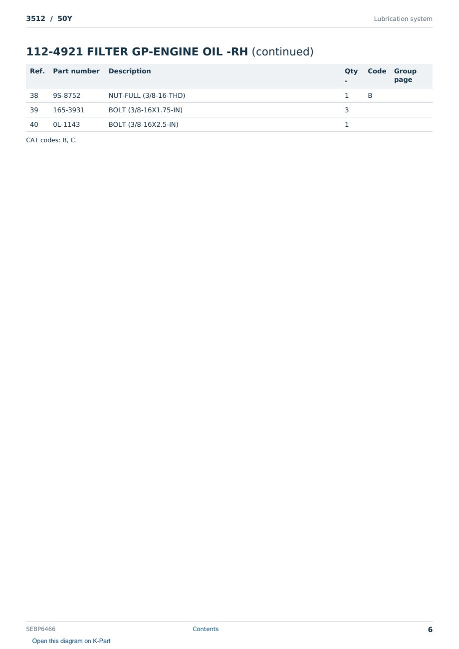 Caterpillar 3512 S/N 50Y Partsbook SEBP6466 (English) - sample page 6 of 10 Caterpillar 3512 S/N 50Y Partsbook SEBP6466 (English) - sample page 6 of 10