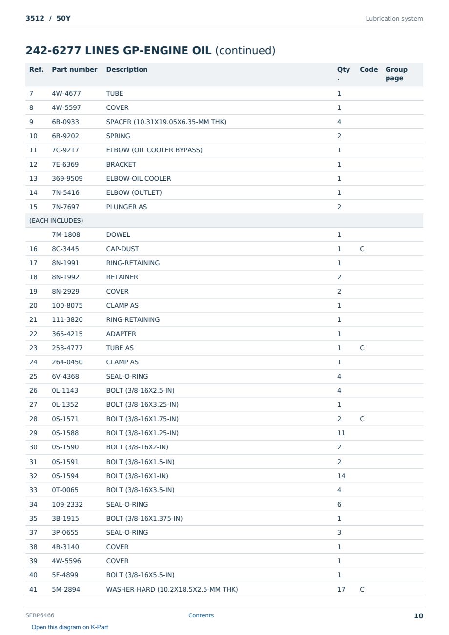 Caterpillar 3512 S/N 50Y Partsbook SEBP6466 (English) - sample page 10 of 10 Caterpillar 3512 S/N 50Y Partsbook SEBP6466 (English) - sample page 10 of 10