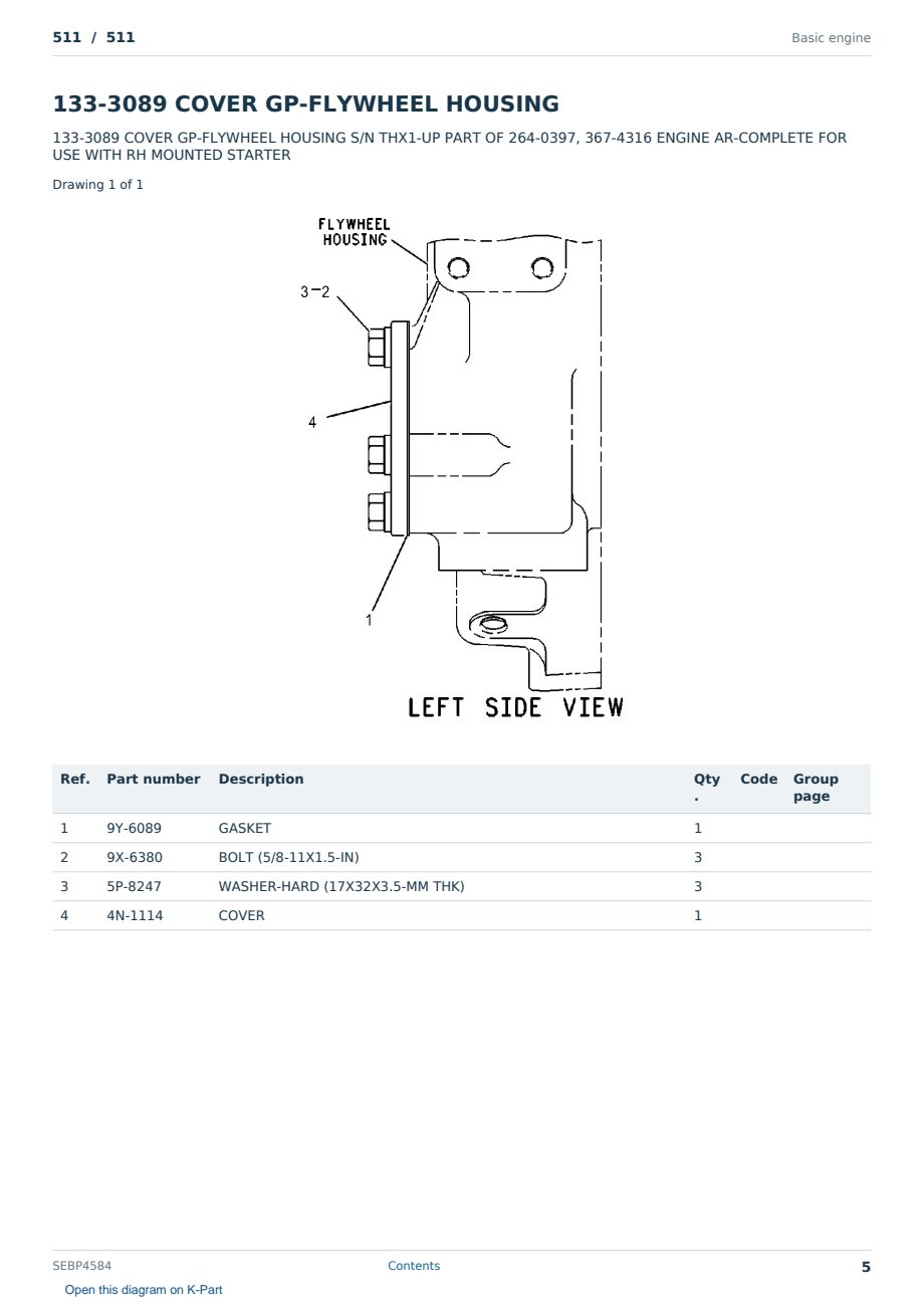 Caterpillar 511 S/N 511 Partsbook SEBP4584 (English) - sample page 5 of 10 Caterpillar 511 S/N 511 Partsbook SEBP4584 (English) - sample page 5 of 10