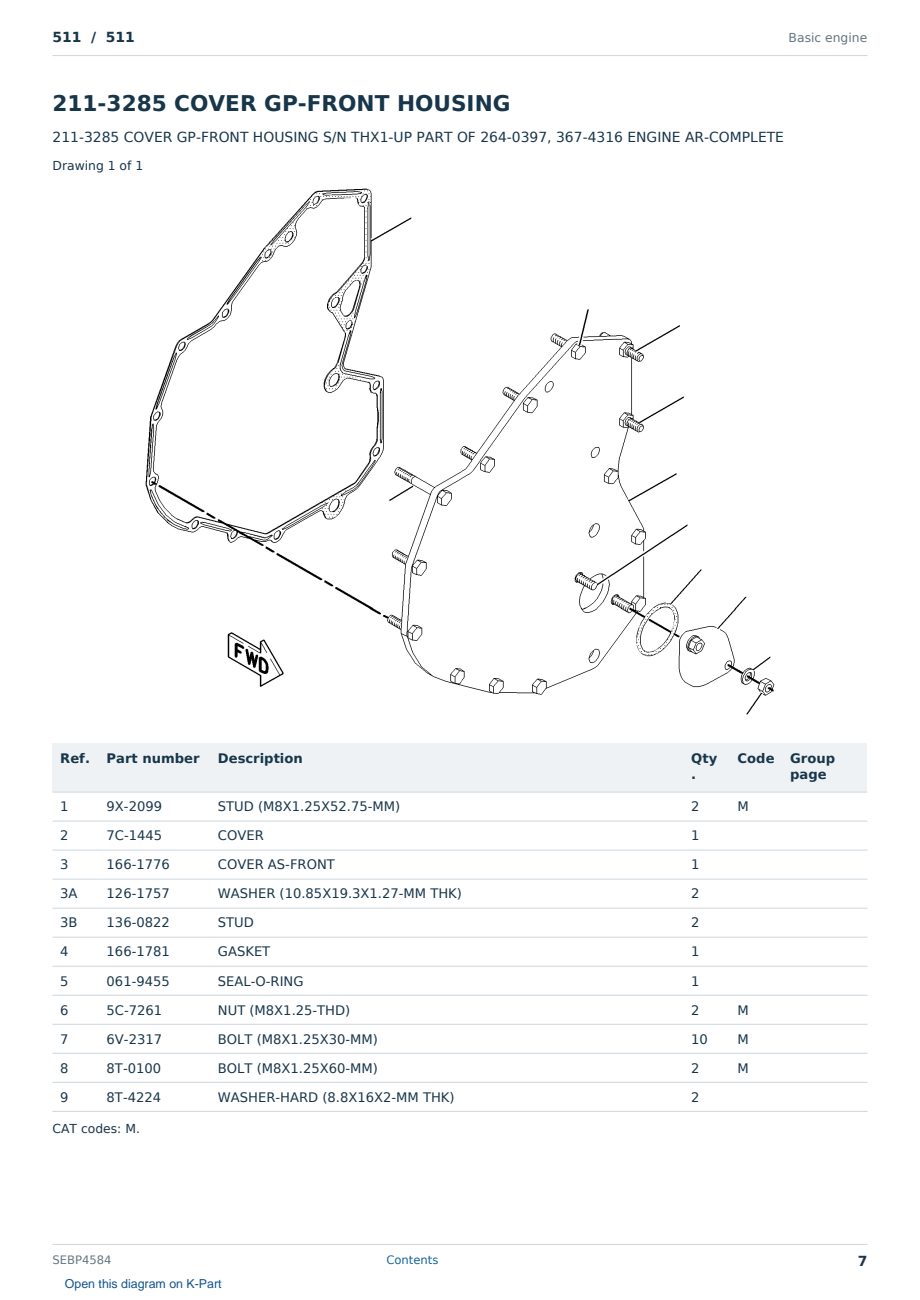Caterpillar 511 S/N 511 Partsbook SEBP4584 (English) - sample page 7 of 10 Caterpillar 511 S/N 511 Partsbook SEBP4584 (English) - sample page 7 of 10