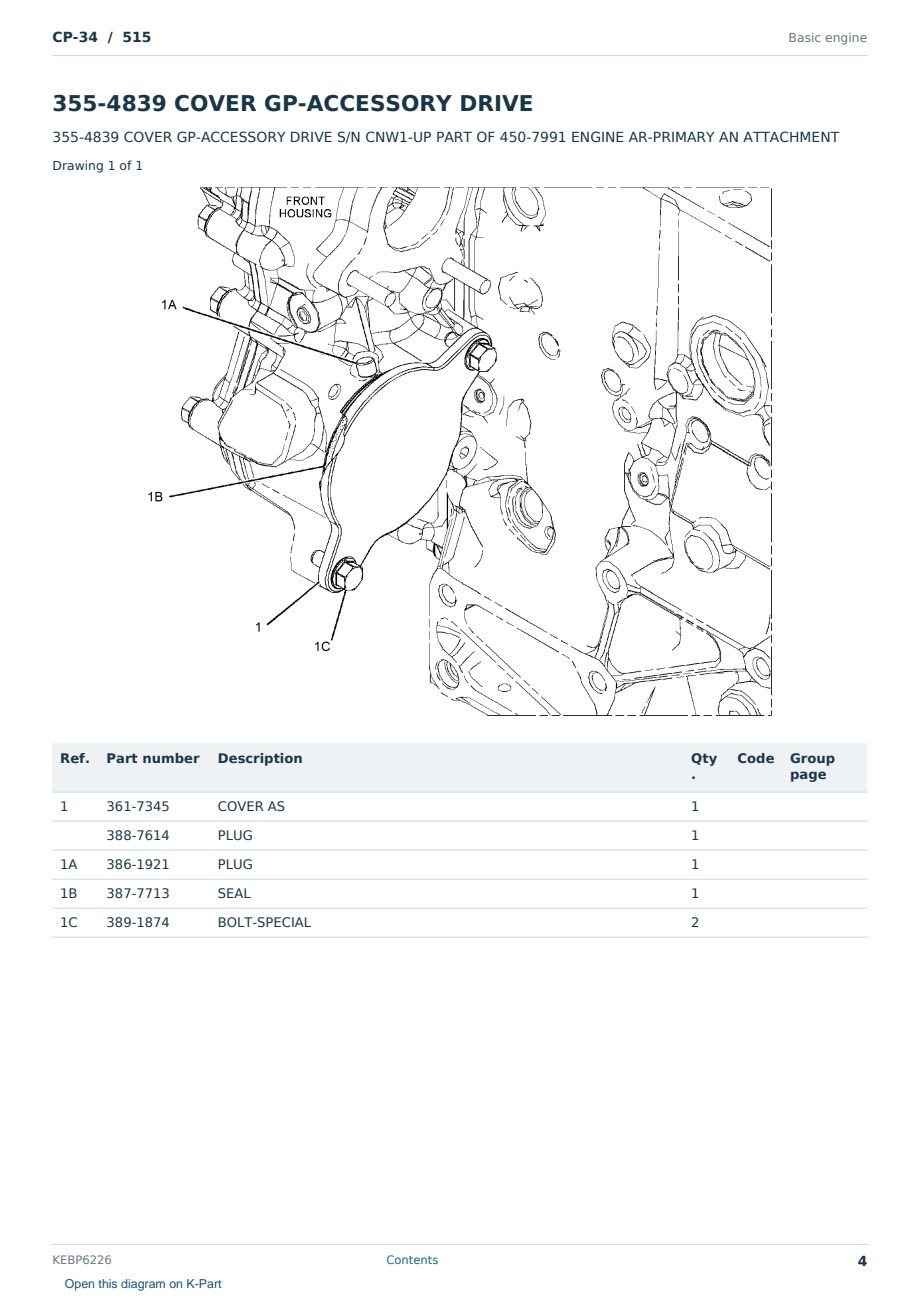 Caterpillar CP-34 S/N 515 Partsbook KEBP6226 (English) - sample page 4 of 10 Caterpillar CP-34 S/N 515 Partsbook KEBP6226 (English) - sample page 4 of 10