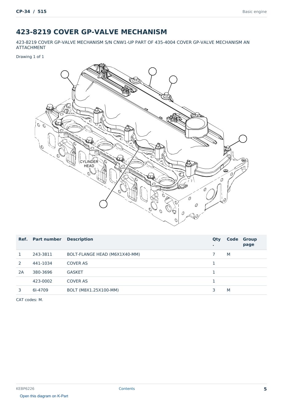 Caterpillar CP-34 S/N 515 Partsbook KEBP6226 (English) - sample page 5 of 10 Caterpillar CP-34 S/N 515 Partsbook KEBP6226 (English) - sample page 5 of 10